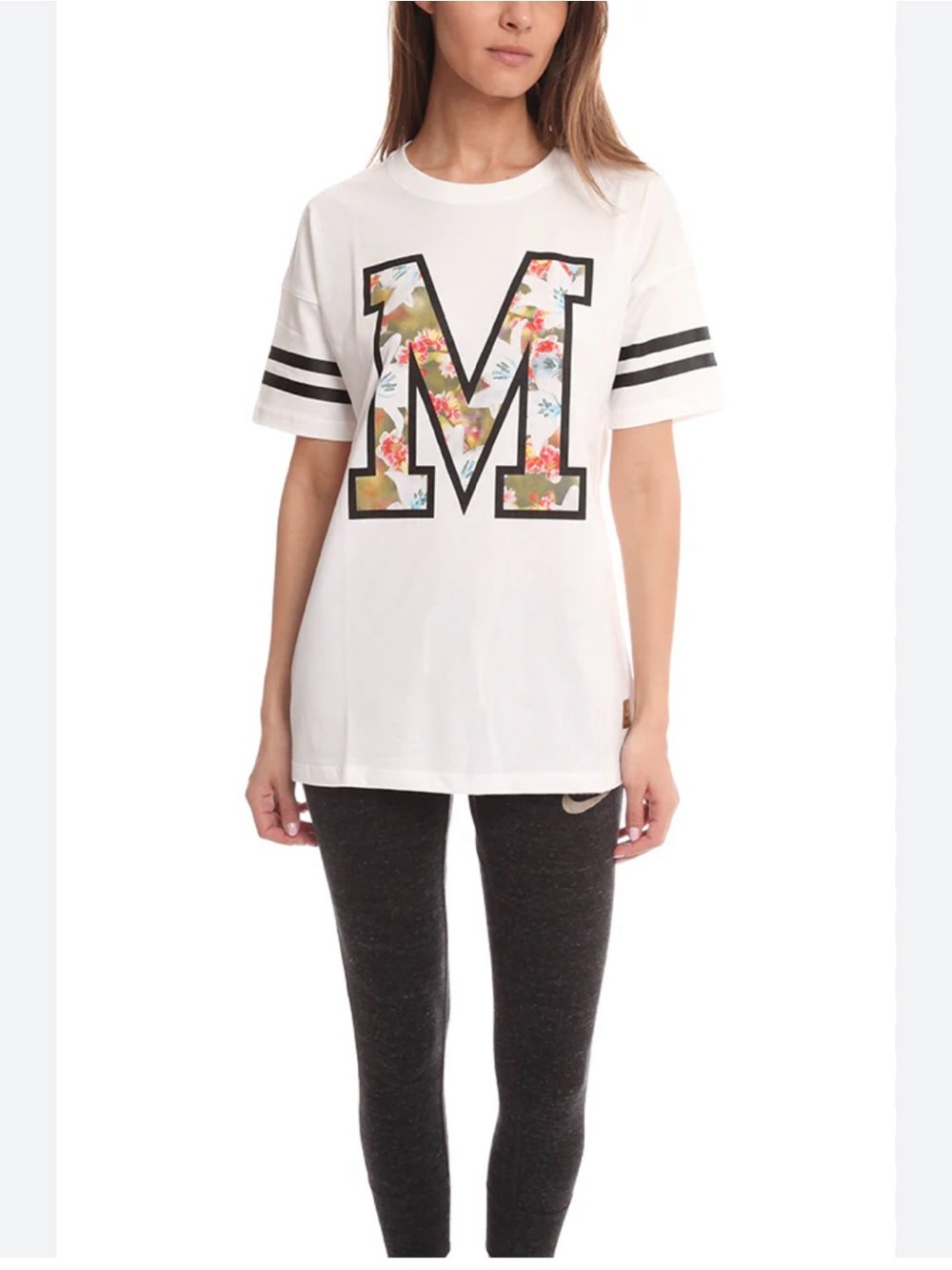 Nike Milan Italy White Floral Jersey T-Shirt Women’s Small Euro Summer Style